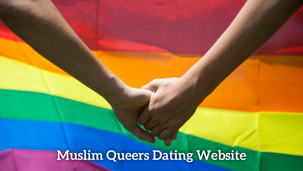 Muslim LGBT Youth standing in front of an LGBT flag